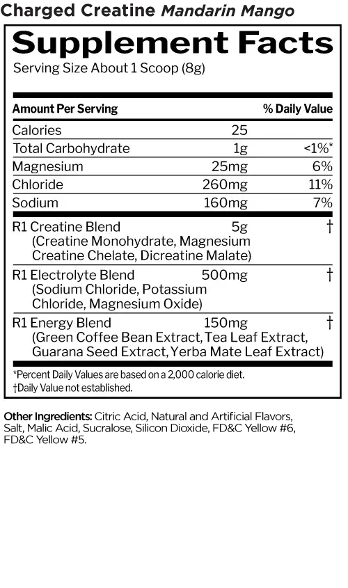 R1 CHARGED CREATINE 30S BLUE RAZZ LEMONADE 270G Beyond Supplements