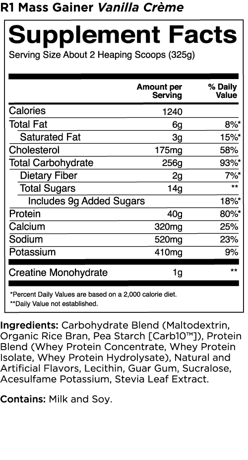 R1 MASS - VANILLA CREME 11.46LB 16s Beyond Supplements
