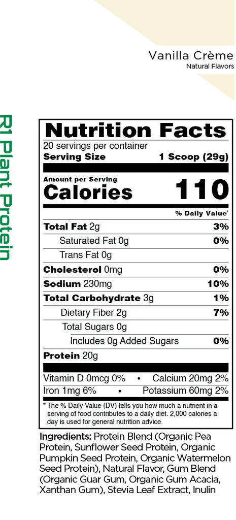 R1 PLANT PROTEIN 20 SERV VANILLA CREME 1.28LB Beyond Supplements